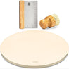 OUII Pizza Stone for Oven/Grill Set with Pizza Stone Brush & Dough Scraper - 14'' Round Premium Cordierite Baking Stone 5/8'' Thickness. Thermal Shock Resistant Bake for Bread, Pies, Pastry, Calzone